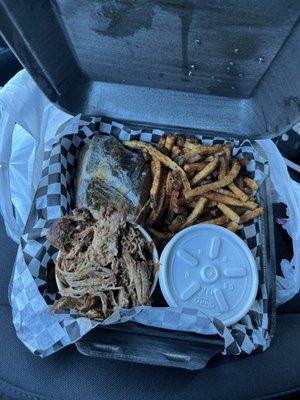 Dorfman Platter w/ side of collard greens and fries