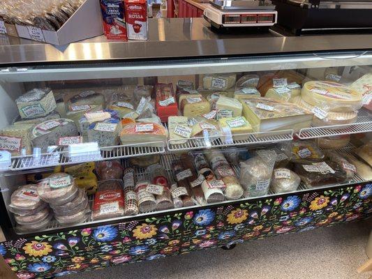 Amazing meat and cheese case.