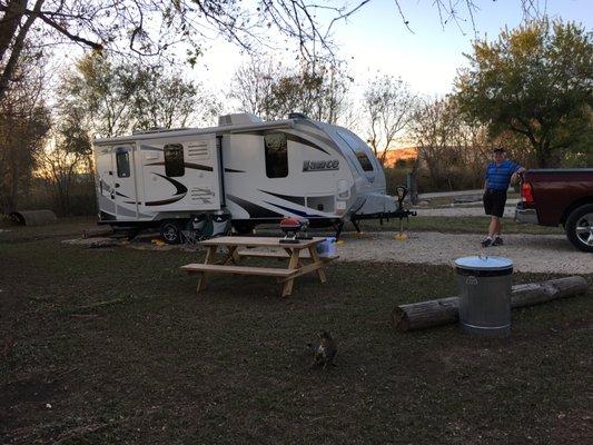 We stayed on the end with a nice picnic table and fire pit.