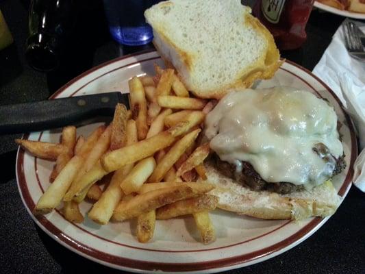 Mushroom Swiss with fries