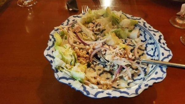 Larb chicken salad,  I had eaten 75%