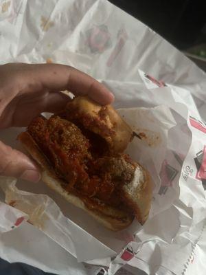 Meatball sub with provolone cheese