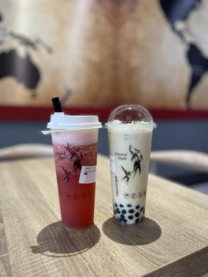 Fresh Strawberry Tea and Osmanthus Oolong Tea Latte