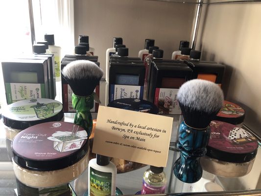 Handcrafted customized shaving brushes plus shaving soap, lotion, cream & aftershave.