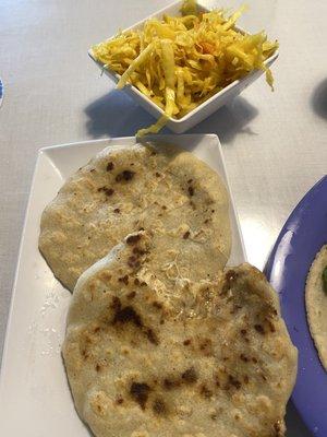 Pupusa revuelta with cabbage. SO GOOD