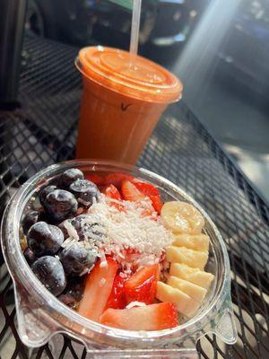 Berry Bowl and Volcano Juice