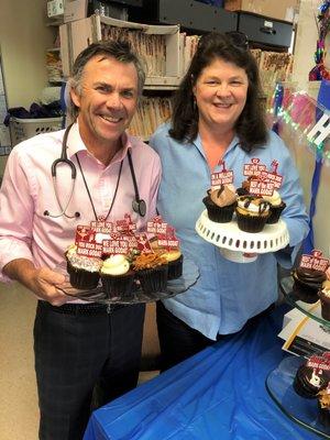 One of Dr Godat's patients honoring him on Doctor's Day with home baked cupcakes - yum!