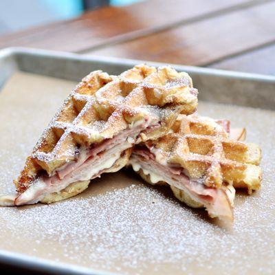 The Cristo: Liege waffle sandwich with blackberry jam and smoked turkey, ham and cheese