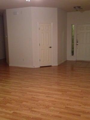 Living room upon move out.  We were charged for the professional cleaning they had done for the new tenants.