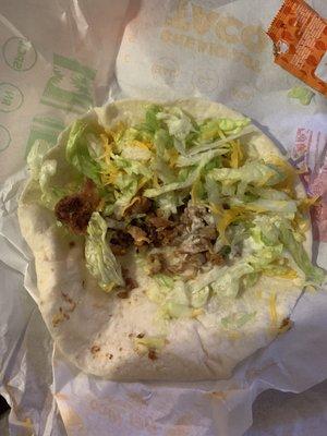 Wrong kind of Chicken taco; more like lettuce taco.