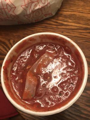 Straw wrapper in salsa