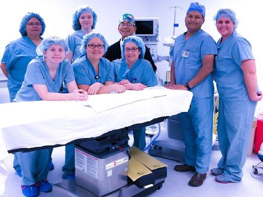 Dr. Landge & his OR team @ Stilwell Memorial Hospital. Dr. Landge specializes in Orthopedic Medicine & Surgery.