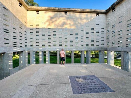 Inside memorial You can read the names printed on glass plates of those who died in the line of military service during peacetime.