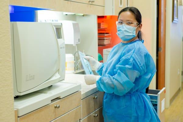 Dental assistant at work