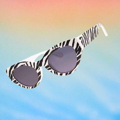 Cat Eye Animal Print Sunglasses - Zebra