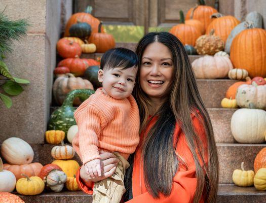 Mother and son in Manhattan