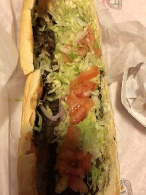 Steak and Cheese Hot Sub and fries