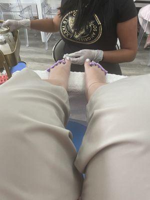 Regular pedi, with ingrown nails removed!