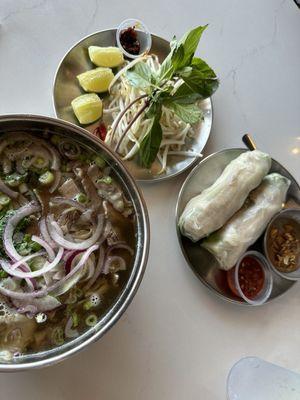 Pork Belly Spring Rolls Rare steak, brisket and flank pho.