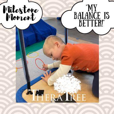 Sawyer showed the ability to reach for objects on the floor and the turn his body around and put it on the "worm" on the other side.