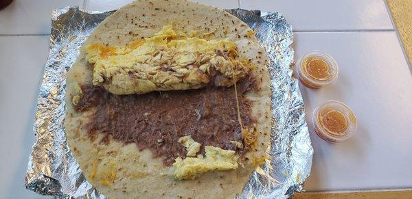 Huge bean egg cheese taquito