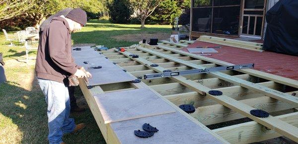 Deckstone Porcelain over wood joist with Coverdeck Snap Jack system Rehobeth, DE