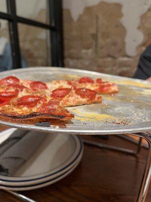 Look how thin this wood-fire pizza crust is!