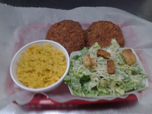 Salmon Croquettes, Yellow Rice, Caesar Salad. (Available on Thursdays only)