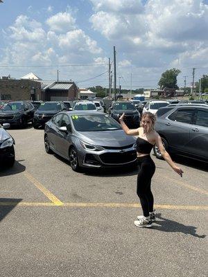 My sister with her new car!