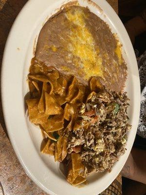 Machaca  chilaquiles with beans