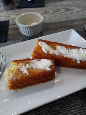 Homemade cornbread and butter.