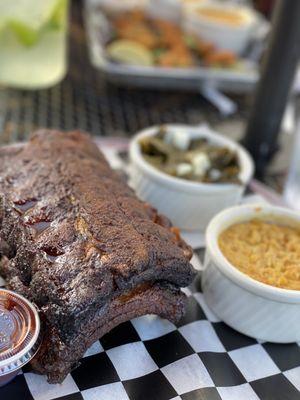 Baby Back Ribs, Collard Greens, Corn Pudding