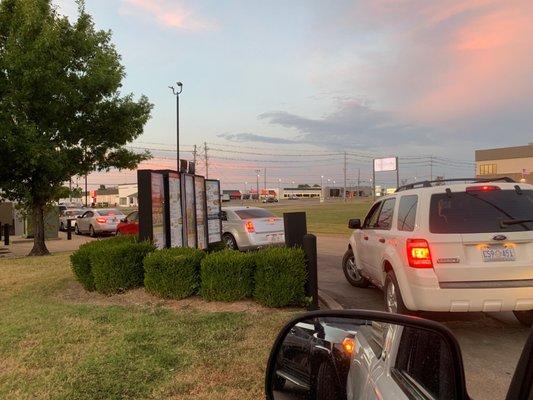 Line of cars where it is taking almost 5 minutes per order.