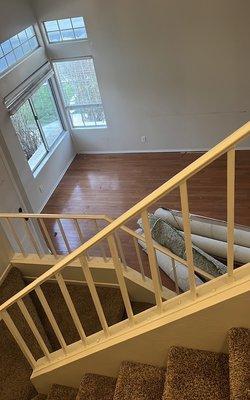 living room and stairs before