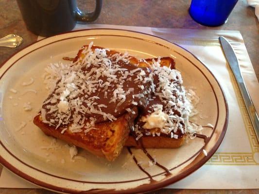 Chocolate coconut stuffed French toast!!