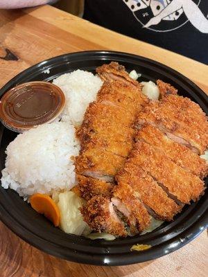 Chicken Katsu Dish - 2 pieces of crispy chicken, mixed veggies & 2 scoops of rice $10.50