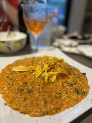 Risotto with Shrimp and Zucchini Blossoms !  Wow!