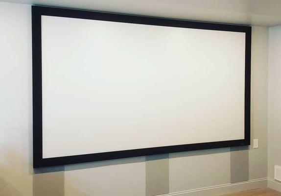 120 Inch Screen from Screen Innovations and 7.2 Triads Custom Painted Speakers.