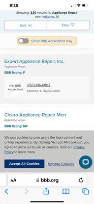 Rated F by BBB. Rated 1.5 on Yelp. The biggest danger is trying to avoid them if you buy appliances at Lowe's.  11 appts 6 no shows.