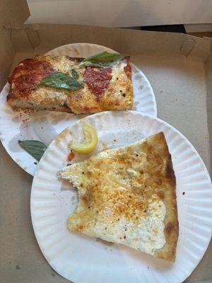 A grandma slice (back) and a white slice (front)