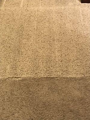 Before and after carpet cleaning.