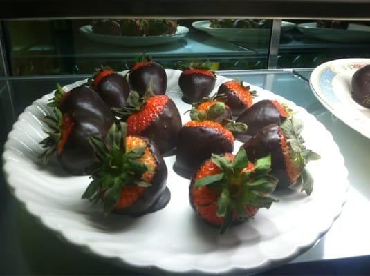 Chocolate covered strawberries $1 each (plus tax). What a steal!