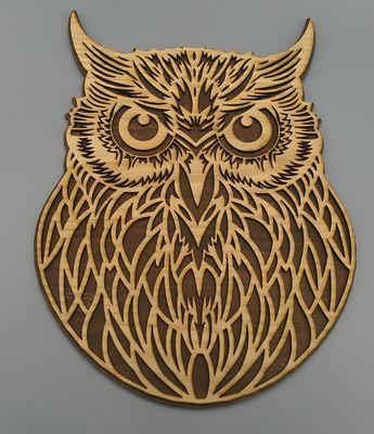 Two layer wood owl wall hanging decoration