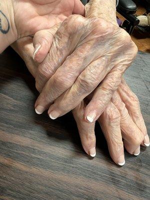 Resident showing off her beautiful manicure! Which we offer weekly!