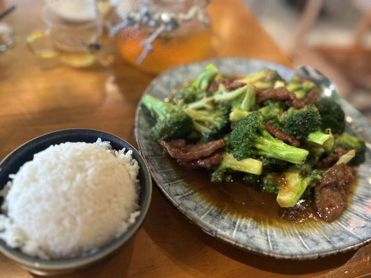 Beef and broccoli- not on the menu but they happily made it.  Delicious!