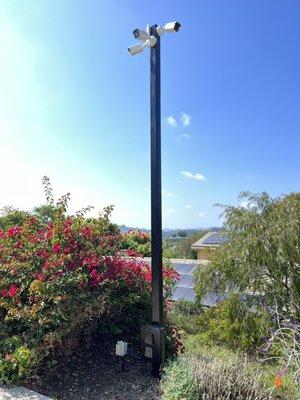 Custom pole cameras, we supply powder coated pole and cameras on your property