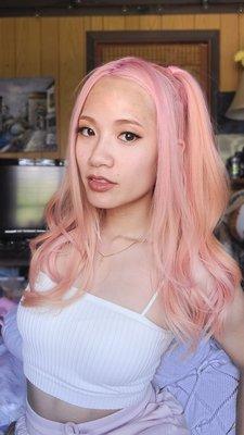 They bleached my hair and dyed it pastel pink :-)