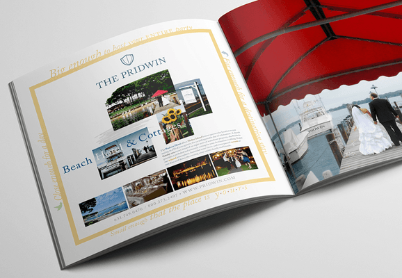 Ad design for a Shelter Island hotel, and specifically, their location as a wedding venue.