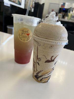 Rainbow tea and coffee toffee smoothie