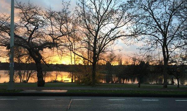 Green Lake winter sunset